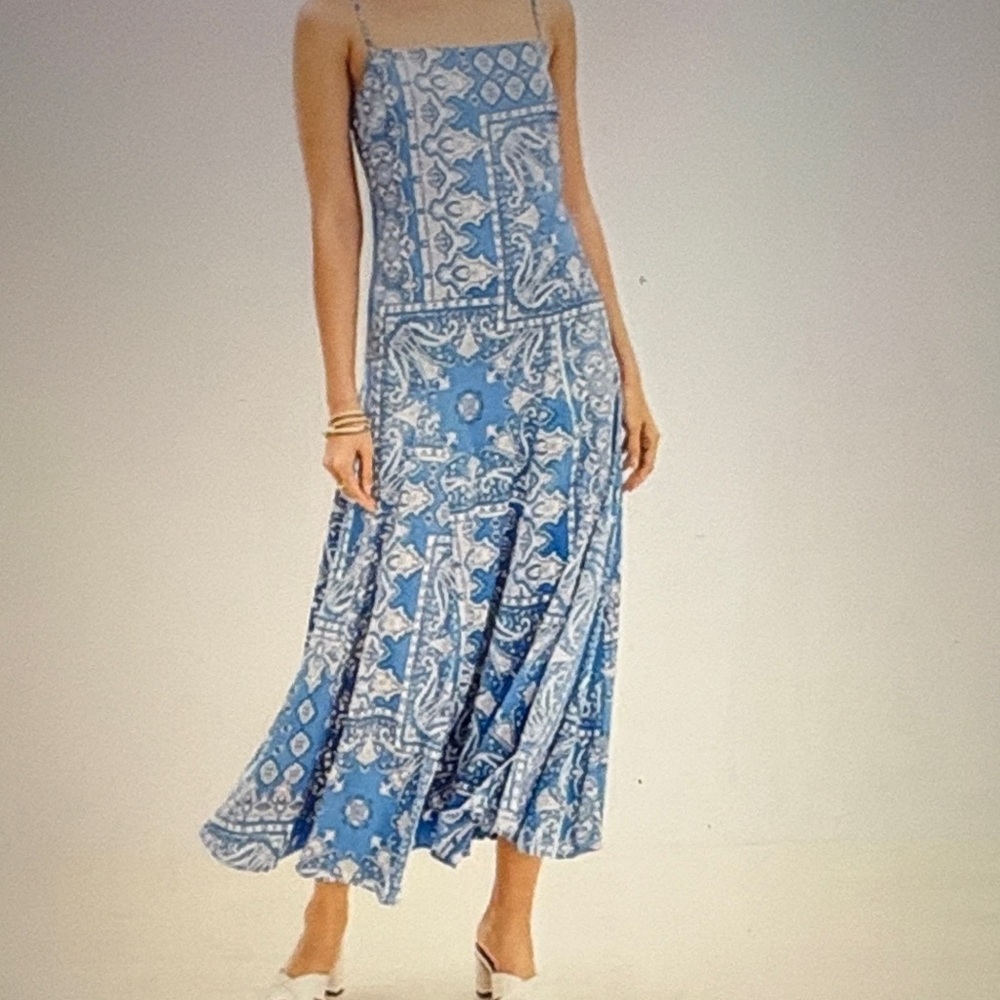 LOFT Blue and White Paisley Maxi Dress